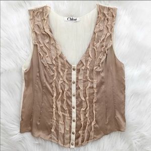 100% Silk Chloè ruffled tank
